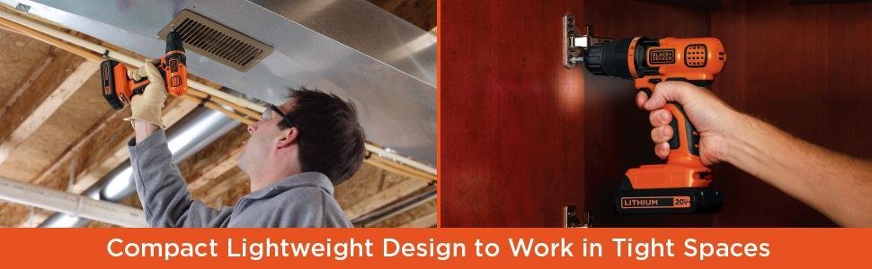 Black and Decker drill lightweight design