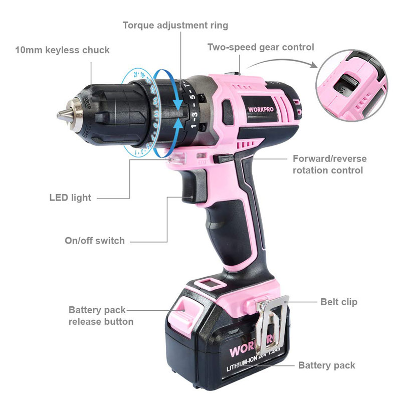Little pink 20V Volt Cordless Drill design