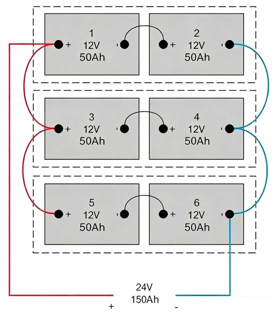 6 12V Batteries to Make 24V diagram